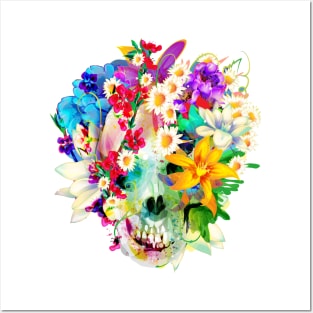 Skull and Flowers Posters and Art